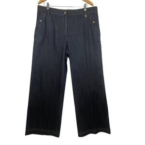 Jones New York Trouser Jeans Size 16 Dark Wash Wide Leg Stretch Denim Classic